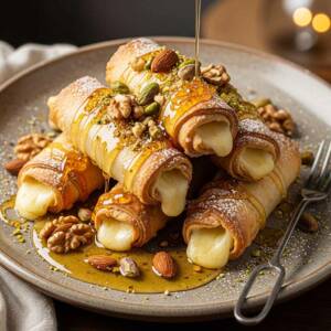 Crispy Kashkaval Rolls with Honey and Nuts