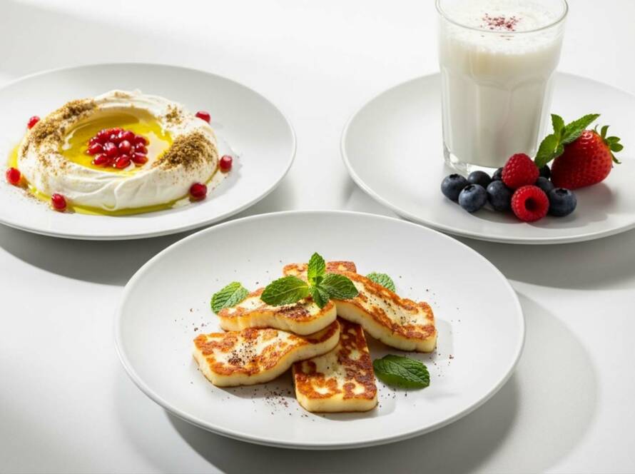 Protein comparison between Olyana’s Halloumi, Labneh, and Kefir products