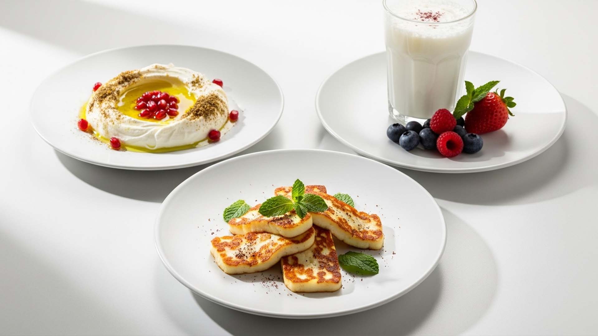 Protein comparison between Olyana’s Halloumi, Labneh, and Kefir products